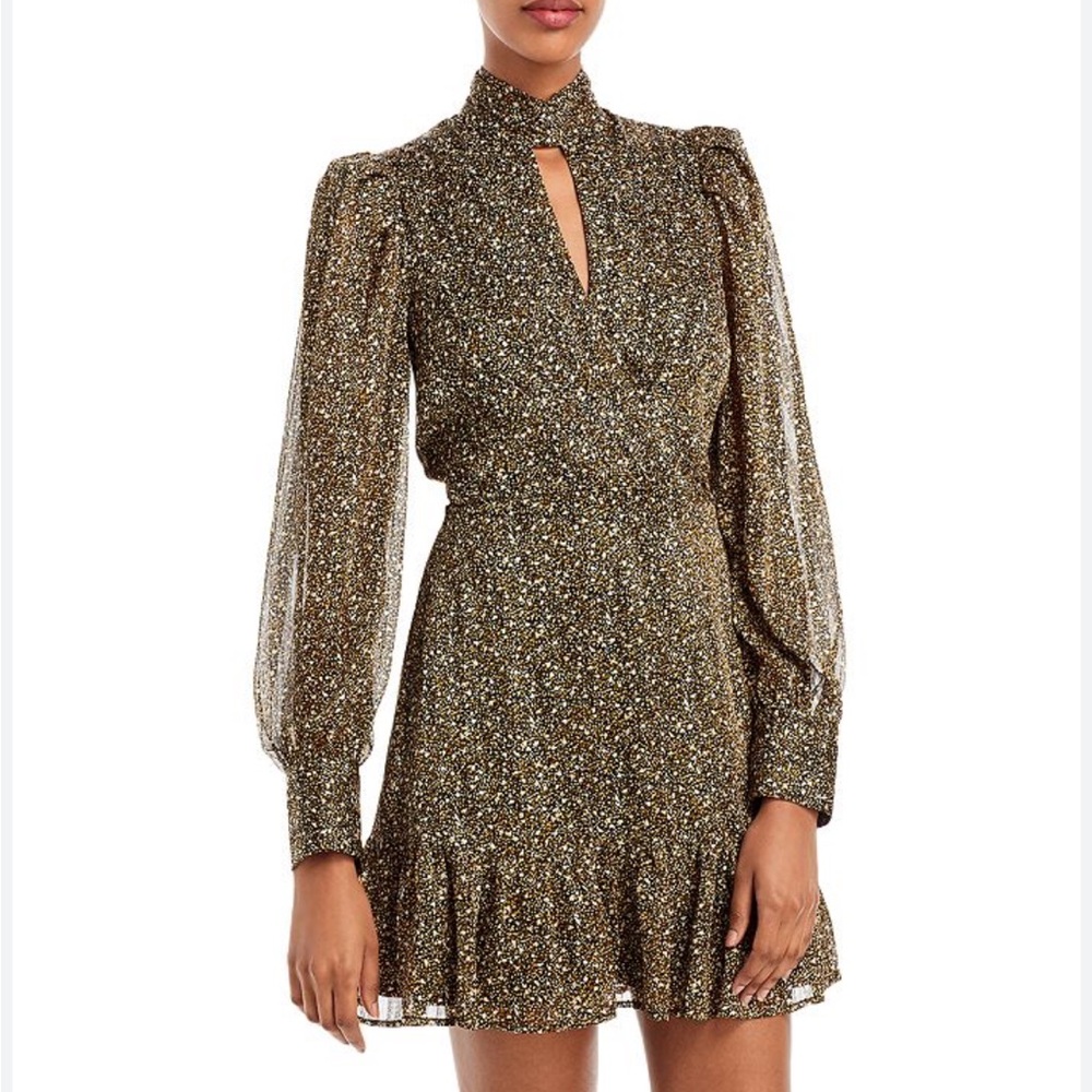 Aqua Pebble Print Keyhole Dress